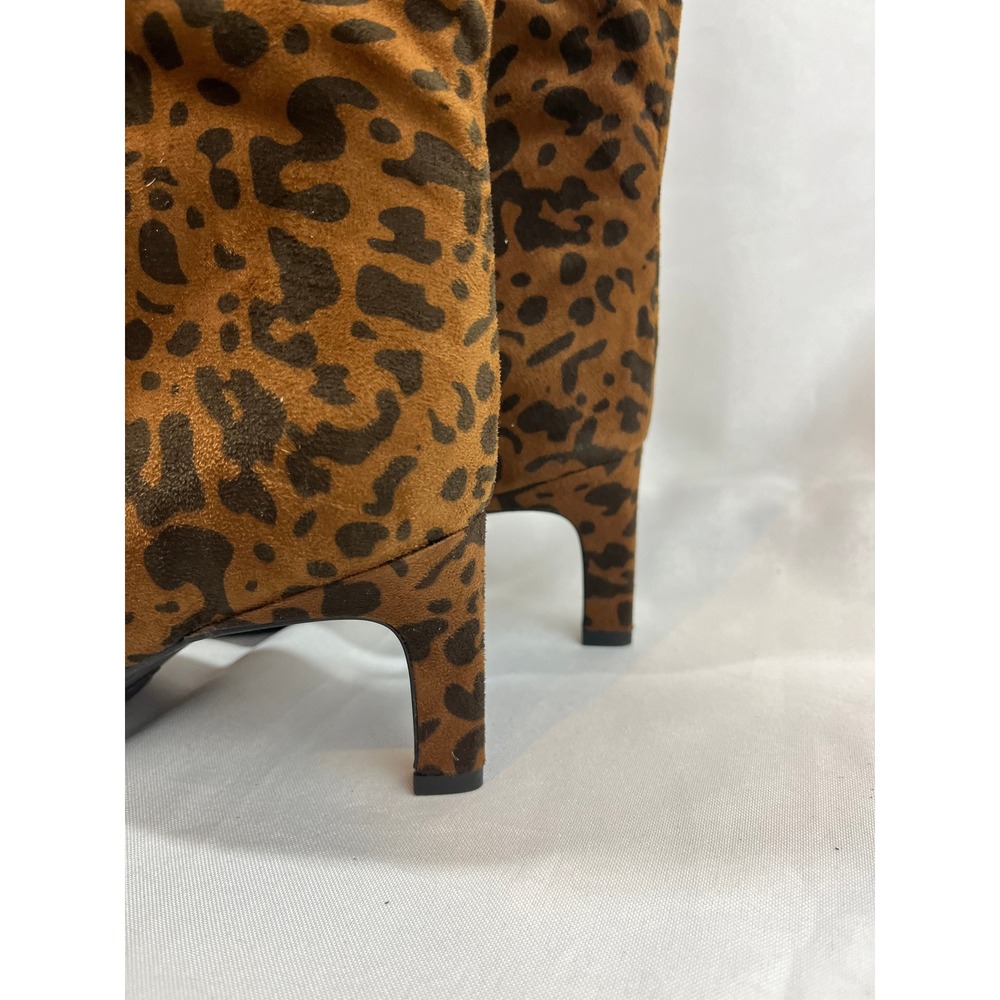 A New Day Womens Leopard Print Knee High Kitten Heel Boots Brown Black Size 7.5 - Picture 3 of 7